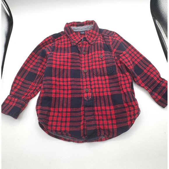 Baby Gap Red Plaid Flannel Shirt Christmas Fall Size Toddler 18-24 - Picture 1 of 5